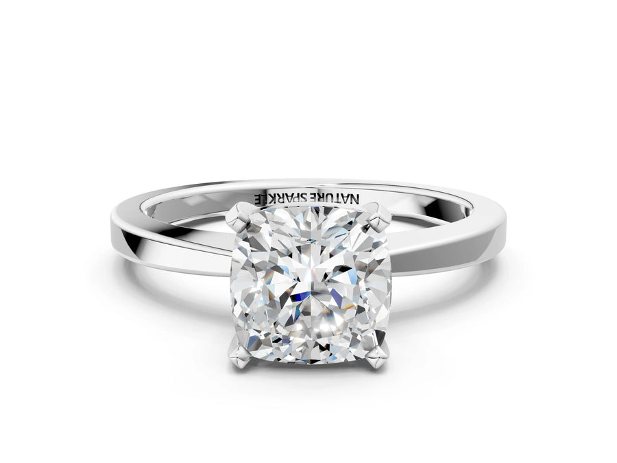 Cushion Cut Diamond Solitaire Engagement Ring in White gold with Prong Setting