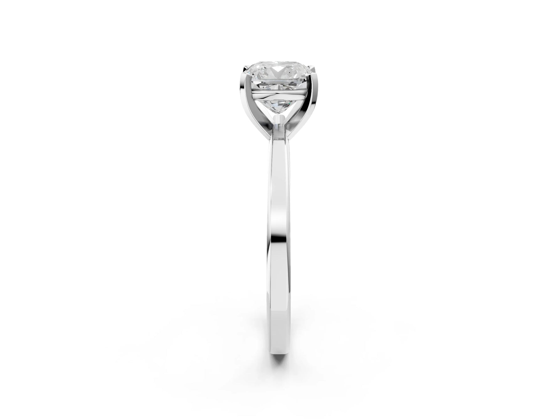 Cushion Cut Diamond Solitaire Engagement Ring in White gold with Prong Setting_14
