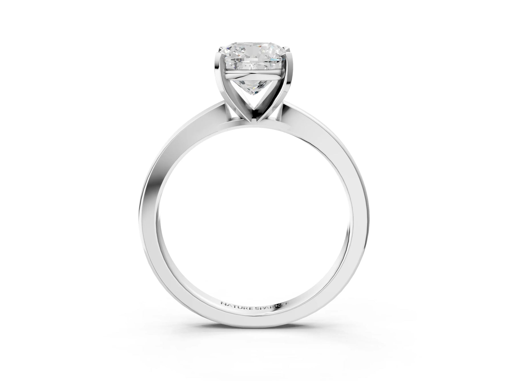Cushion Cut Diamond Solitaire Engagement Ring in White gold with Prong Setting_15