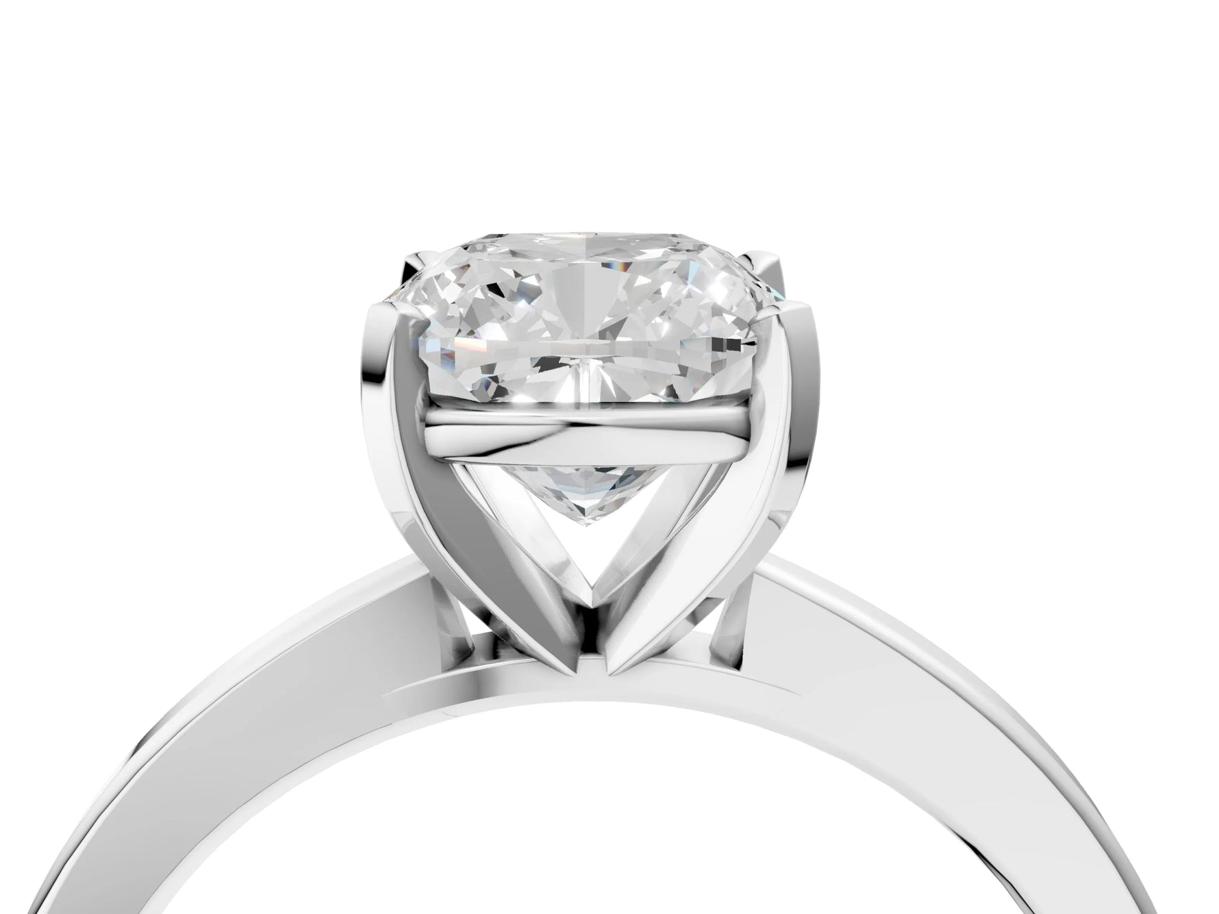 Cushion Cut Diamond Solitaire Engagement Ring in White gold with Prong Setting_16