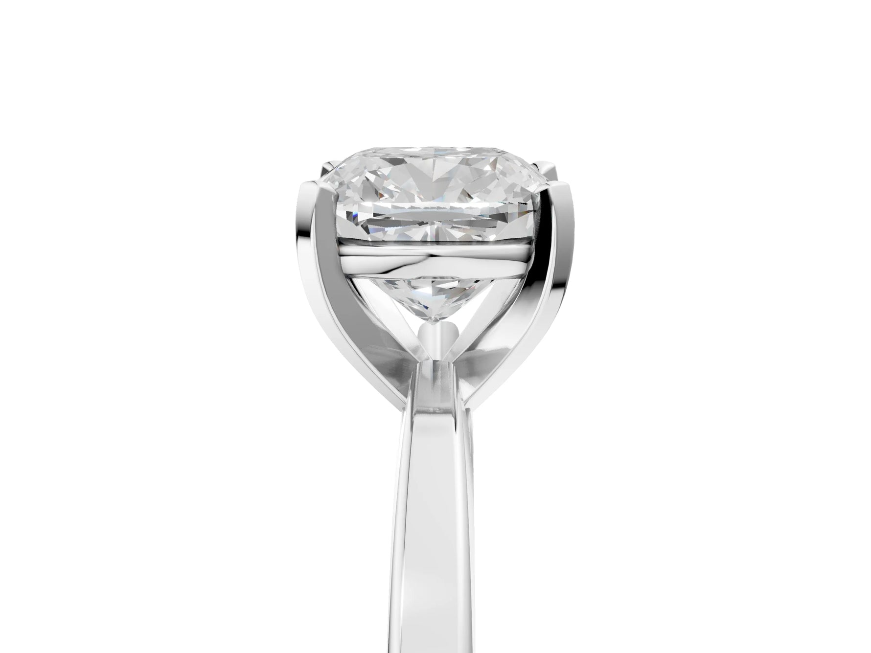 Cushion Cut Diamond Solitaire Engagement Ring in White gold with Prong Setting_17