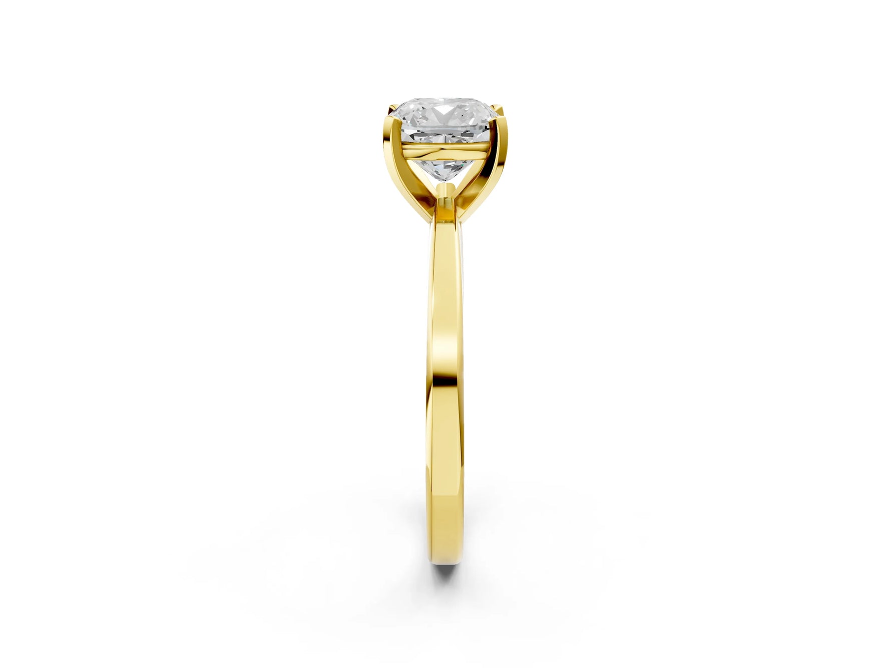 Cushion Cut Diamond Solitaire Engagement Ring in Yellow gold with Prong Setting_14