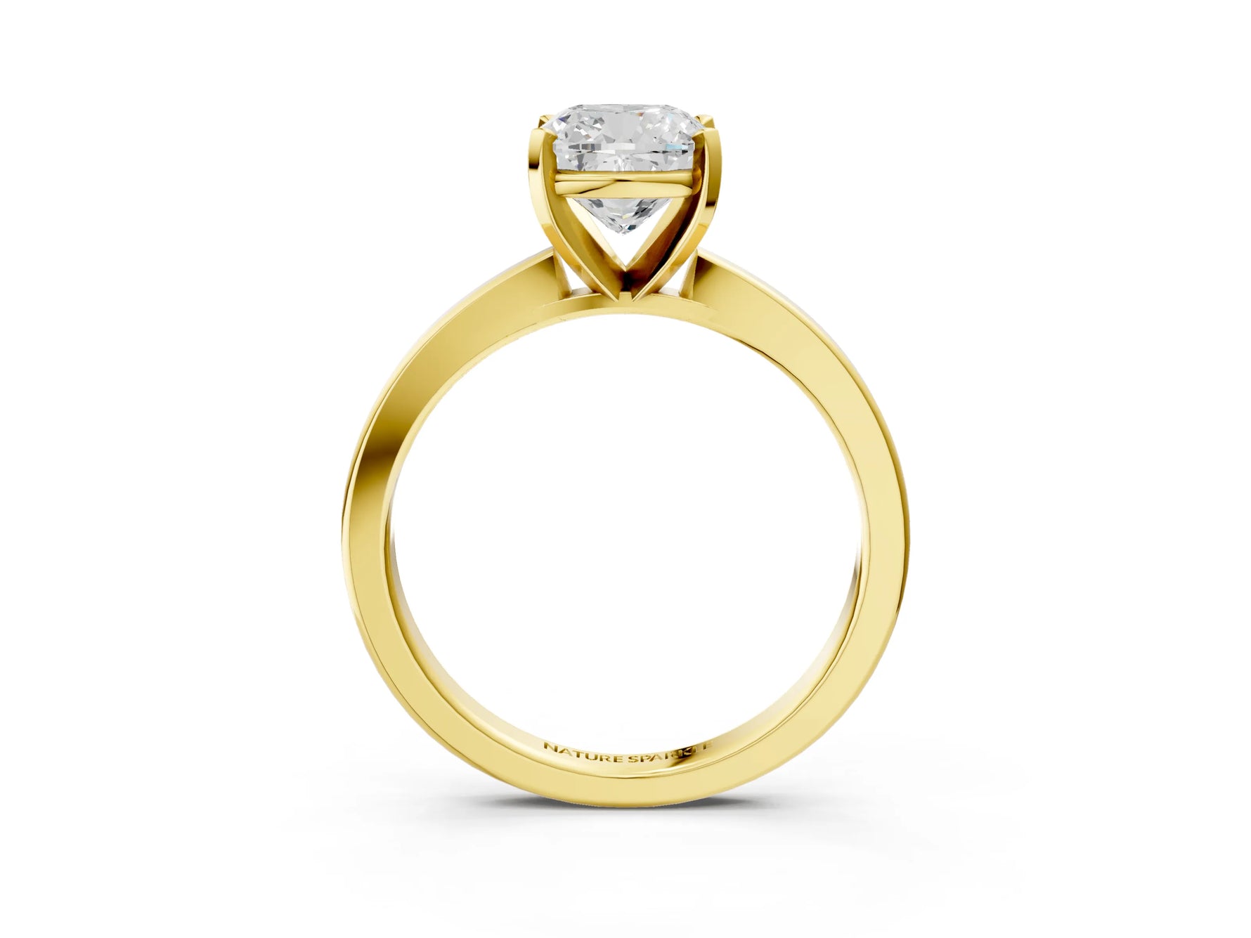 Cushion Cut Diamond Solitaire Engagement Ring in Yellow gold with Prong Setting_15
