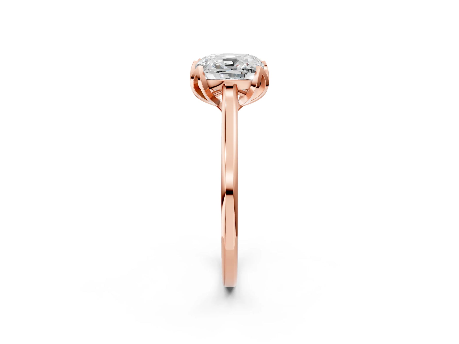 Cushion Cut Diamond Solitaire Ring in Rose gold with Flower Prong Setting_20