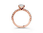 Cushion Cut Diamond Solitaire Ring in Rose gold with Pear and Round Cluster Band_15