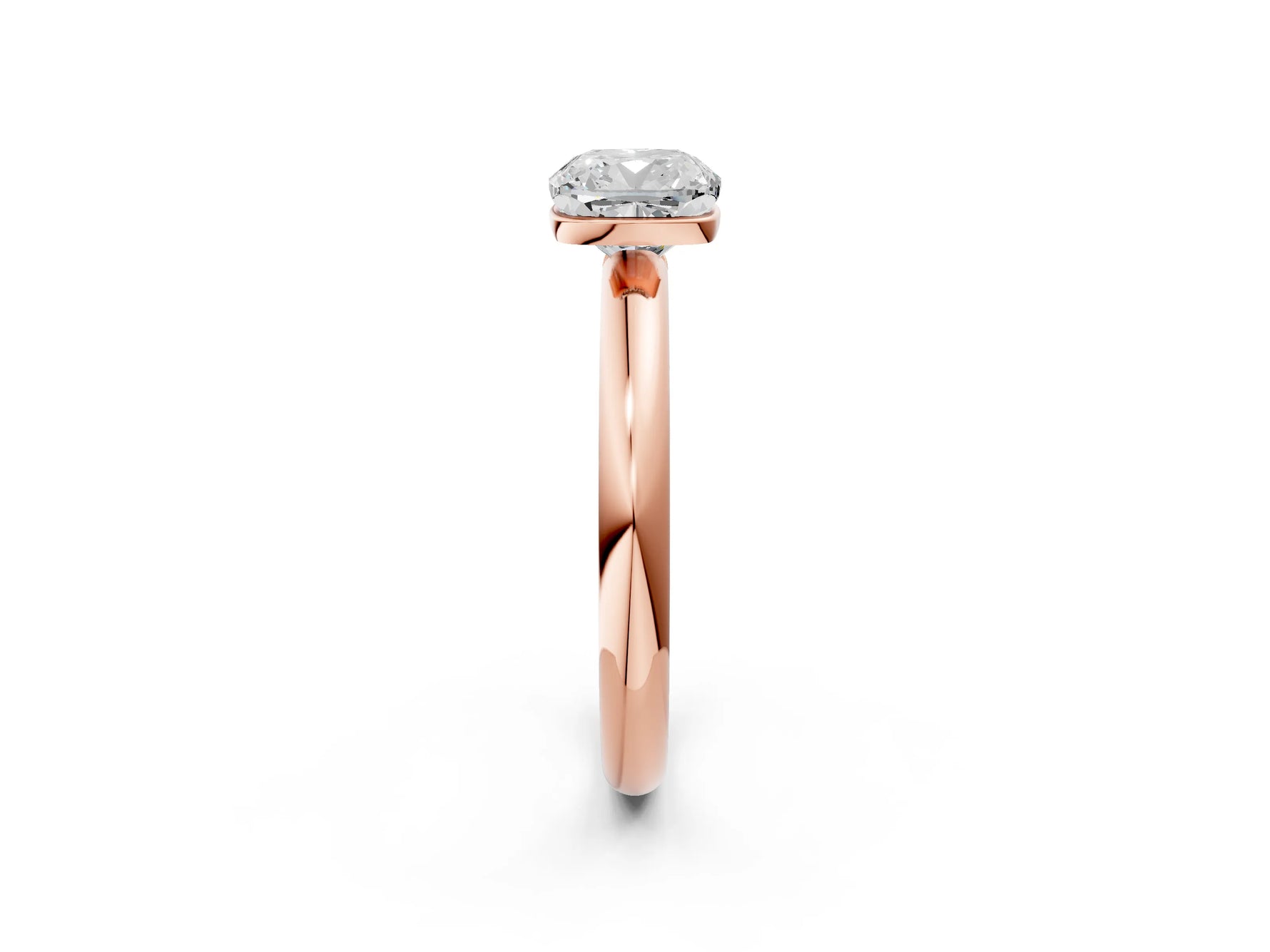 Cushion Cut Diamond Solitaire Ring in Rose gold with Prong Setting and Rounded Band_20