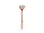 Cushion Cut Diamond Solitaire Ring in Rose gold with Round Pavé Band_26