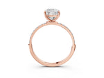 Cushion Cut Diamond Solitaire Ring in Rose gold with Round Pavé Band_27