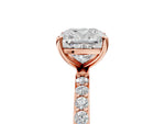 Cushion Cut Diamond Solitaire Ring in Rose gold with Round Pavé Band_29