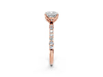Cushion Cut Diamond Solitaire Ring in Rose gold with Round Shared Prong Pavé Band_20