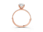 Cushion Cut Diamond Solitaire Ring in Rose gold with Round Shared Prong Pavé Band_21