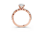 Cushion Cut Diamond Solitaire Ring in Rose gold with Shared Prong Marquise and Round Side Stones_39