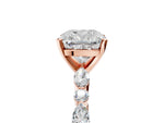 Cushion Cut Diamond Solitaire Ring in Rose gold with Shared Prong Marquise and Round Side Stones_41