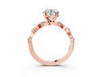 Cushion Cut Diamond Solitaire Ring in Rose gold with Twisted Ribbon Band and Round Accents_3