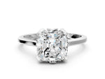 Cushion Cut Diamond Solitaire Ring in White gold with Flower Prong Setting_6
