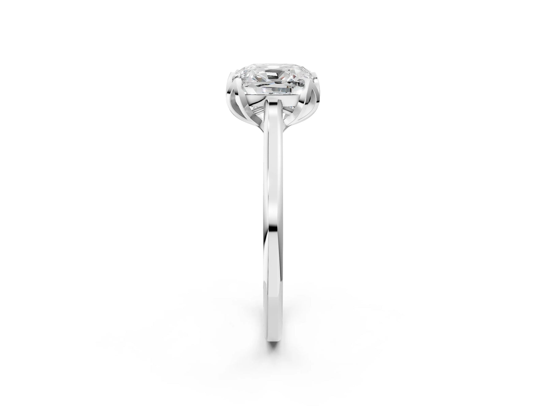 Cushion Cut Diamond Solitaire Ring in White gold with Flower Prong Setting_8