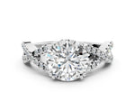 Cushion Cut Diamond Solitaire Ring in White gold with Interwoven Pavé Band and Prong Setting_6