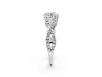 Cushion Cut Diamond Solitaire Ring in White gold with Interwoven Pavé Band and Prong Setting_8
