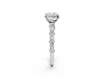 Cushion Cut Diamond Solitaire Ring in White gold with Pear and Round Cluster Band_14