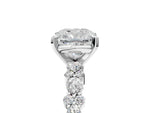 Cushion Cut Diamond Solitaire Ring in White gold with Pear and Round Cluster Band_17