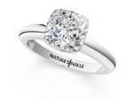 Cushion Cut Diamond Solitaire Ring in White gold with Prong Setting and Rounded Band_19