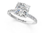 Cushion Cut Diamond Solitaire Ring in White gold with Round Pavé Band_25