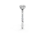 Cushion Cut Diamond Solitaire Ring in White gold with Round Pavé Band_26