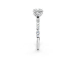 Cushion Cut Diamond Solitaire Ring in White gold with Round Shared Prong Pavé Band_20
