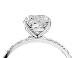Cushion Cut Diamond Solitaire Ring in White gold with Round Shared Prong Pavé Band_22