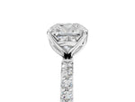 Cushion Cut Diamond Solitaire Ring in White gold with Round Shared Prong Pavé Band_23