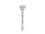Cushion Cut Diamond Solitaire Ring in White gold with Shared Prong Marquise and Round Side Stones_14