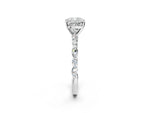 Cushion Cut Diamond Solitaire Ring in White gold with Shared Prong Marquise and Round Side Stones_32