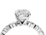 Cushion Cut Diamond Solitaire Ring in White gold with Shared Prong Marquise and Round Side Stones_34