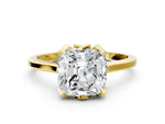 Cushion Cut Diamond Solitaire Ring in Yellow gold with Flower Prong Setting_18