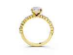 Cushion Cut Diamond Solitaire Ring in Yellow gold with Pear and Round Cluster Band_15