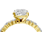 Cushion Cut Diamond Solitaire Ring in Yellow gold with Pear and Round Cluster Band_16