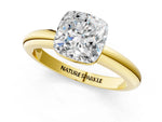 Cushion Cut Diamond Solitaire Ring in Yellow gold with Prong Setting and Rounded Band_19