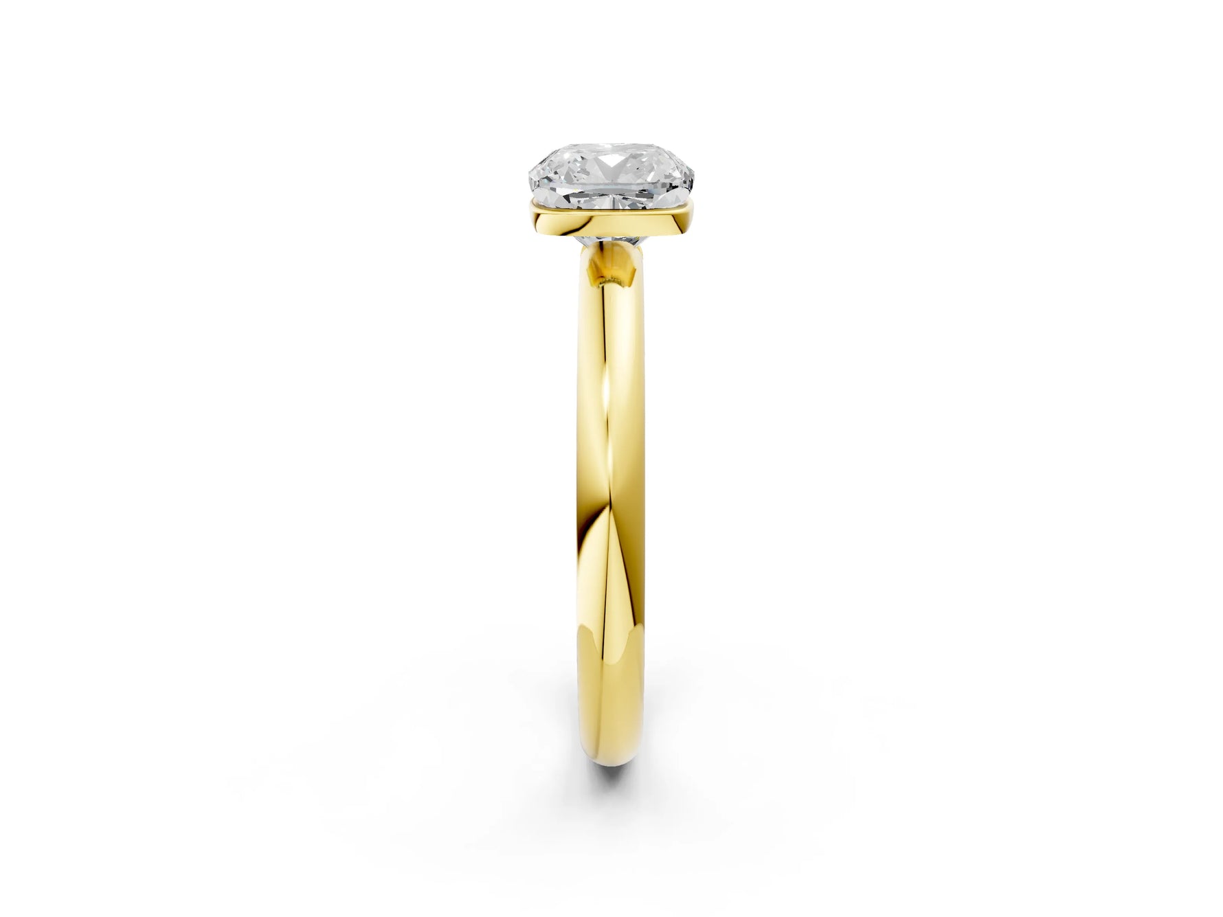 Cushion Cut Diamond Solitaire Ring in Yellow gold with Prong Setting and Rounded Band_20