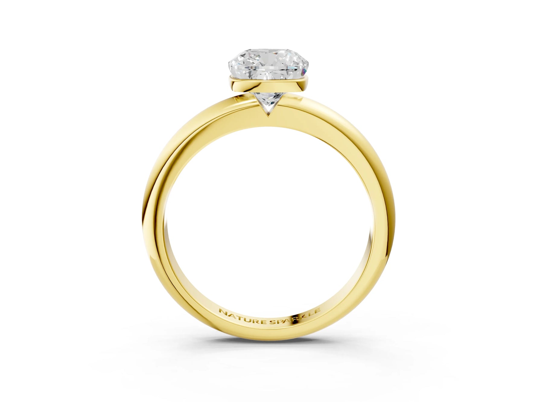 Cushion Cut Diamond Solitaire Ring in Yellow gold with Prong Setting and Rounded Band_21