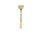 Cushion Cut Diamond Solitaire Ring in Yellow gold with Round Pavé Band_38