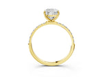 Cushion Cut Diamond Solitaire Ring in Yellow gold with Round Pavé Band_39