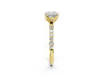 Cushion Cut Diamond Solitaire Ring in Yellow gold with Round Shared Prong Pavé Band_20