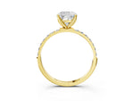 Cushion Cut Diamond Solitaire Ring in Yellow gold with Round Shared Prong Pavé Band_21
