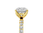 Cushion Cut Diamond Solitaire Ring in Yellow gold with Round Shared Prong Pavé Band_23