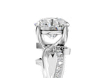 Cushion Cut Diamond Solitaire Twist Band Ring in White gold with Pavé Accents and Prong Setting_35