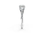 Cushion Cut Diamond Trellis Three-Stone Engagement Ring in White gold with Round Side Stones_20