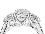Cushion Cut Diamond Trellis Three-Stone Engagement Ring in White gold with Round Side Stones_22