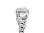 Cushion Cut Diamond Trellis Three-Stone Engagement Ring in White gold with Round Side Stones_23
