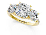 Cushion Cut Diamond Trellis Three-Stone Engagement Ring in Yellow gold with Round Side Stones_19