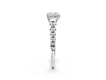 Cushion Cut Diamond Vintage Scroll Solitaire Ring in White gold with Graduated Round Side Stones_20